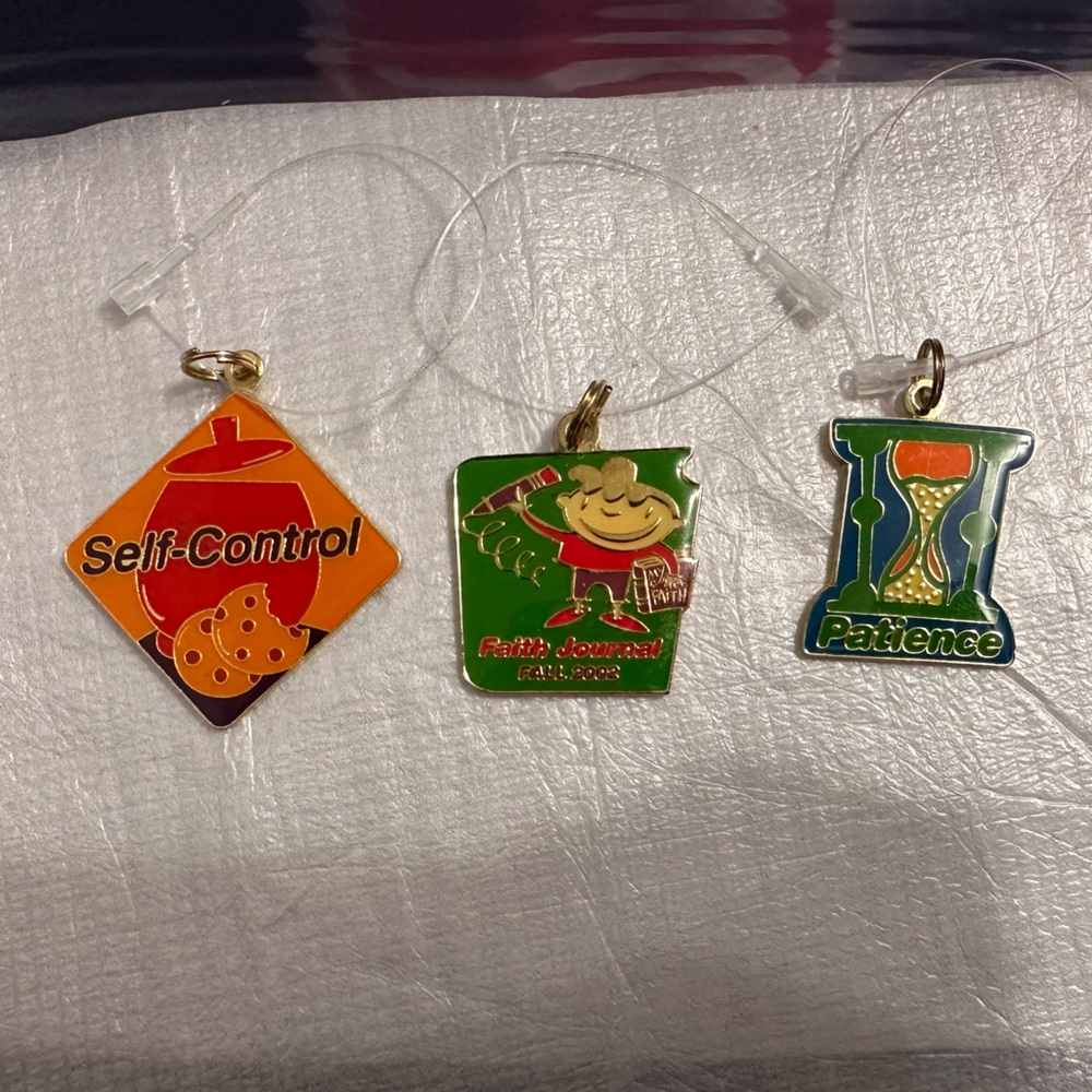 Enamel charm Set with Self-Control, Faith, and Patience Charms